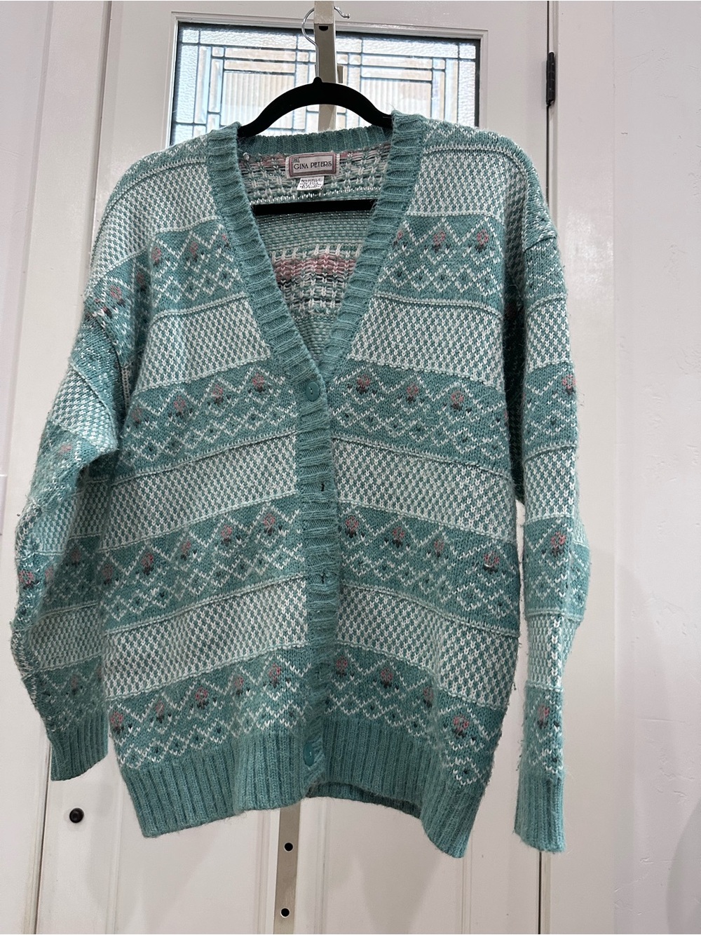 Vintage Gina Peters Teal Cardigan Sweater
